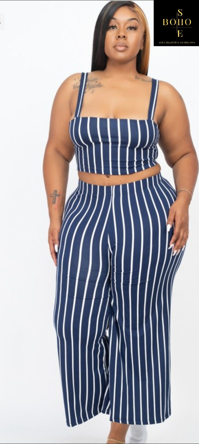 "STRIPE ME DOWN" 2 PIECE CAPRI SET