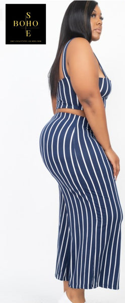 "STRIPE ME DOWN" 2 PIECE CAPRI SET