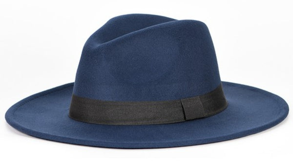 "THE SHADE"- Lined Brim Fedora -NAVY