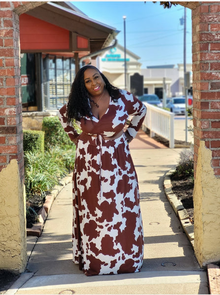 "ISSA COW PRINT" 2 Piece Maxi Skirt Set